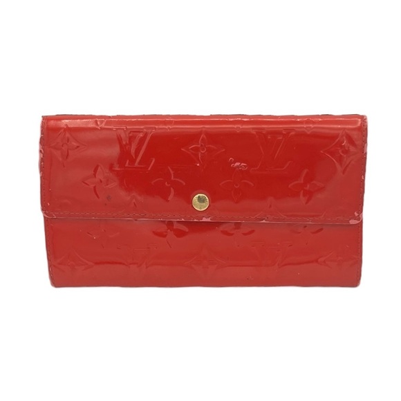Pre-loved Louis Vuitton Red Vernis Sarah Wallet - Picture 1 of 13